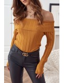 Short blouse with bare shoulders, mustard MP32763 - Online store - Boutique